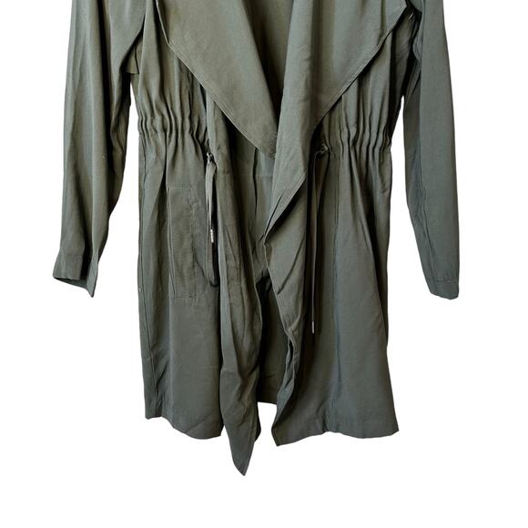 Steve Madden New Women's Drape Collar Open Front Jacket Coat Duster Green Small - Picture 6 of 11